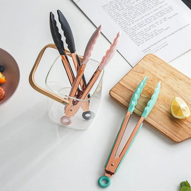 7/9 inch Small Silicone Clips Bread Barbecue tongs Steak Clip Food Clips BBQ Cooking Baking Salad Kitchen