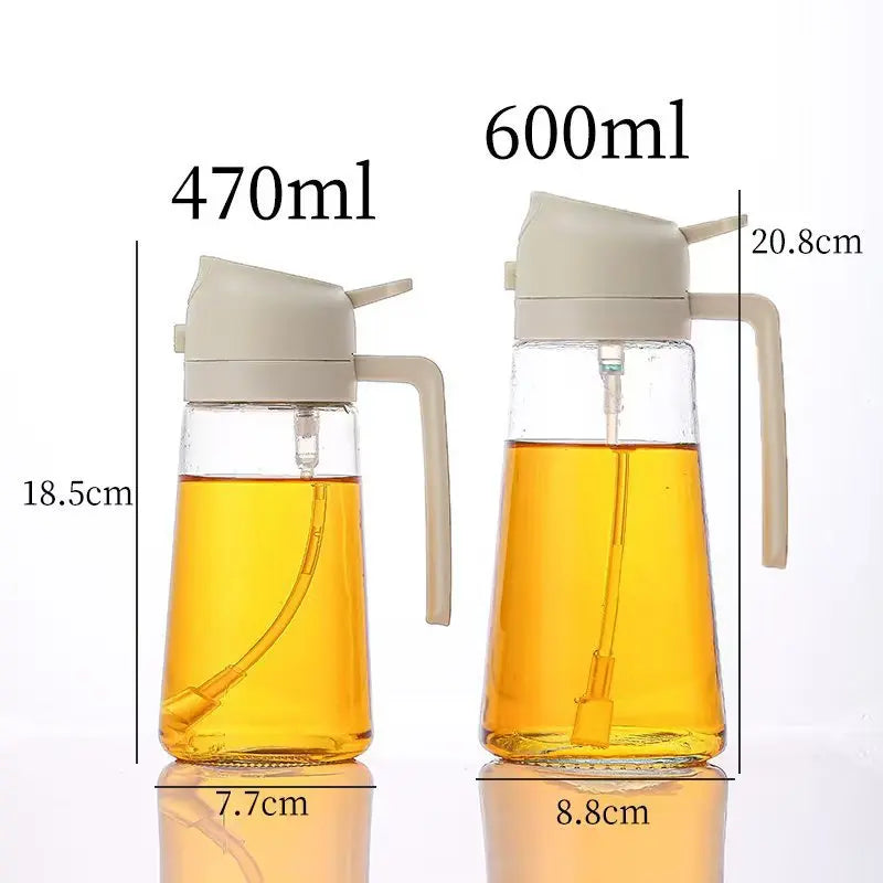 Kitchen Oil Spray Bottle Large Capacity Glass Oil Dispenser Dual-Use for Spraying Pouring Compatible