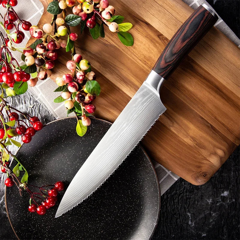 2025 New Bread knife 8-inch high hardness serrated 5CR15 stainless steel cake knife Kitchen cooking baking