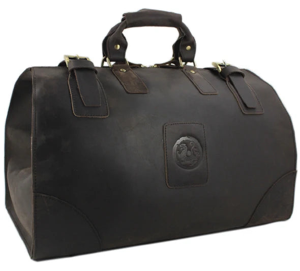 MUNUKI Vintage Crazy Horse Genuine Leather Travel bag  Large Luggage bag men Leather duffle bag