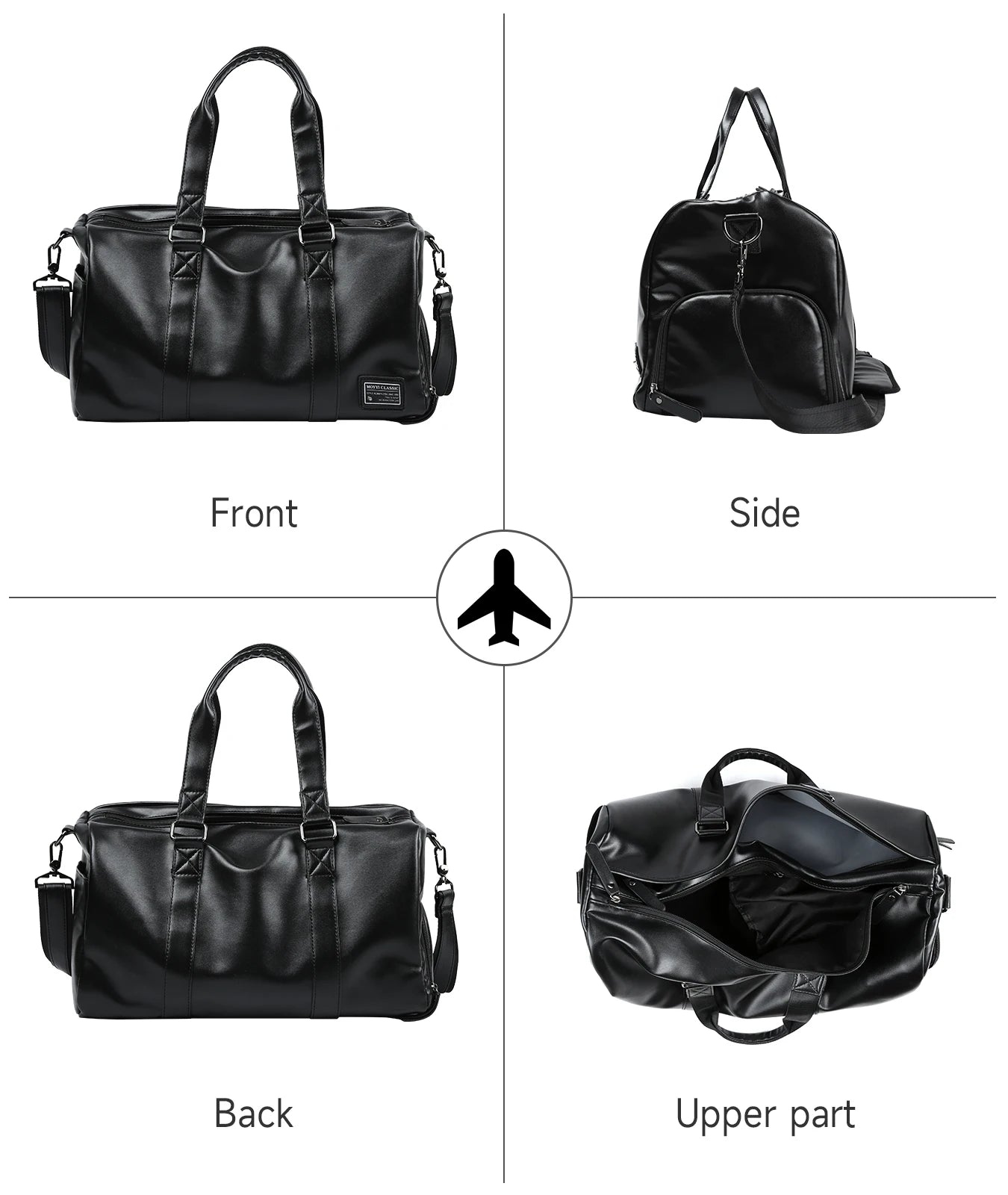 Leather Travel Duffel Bag for Men Women, Vintage Waterproof Bag with Shoe Pouch, Overnight Gym Sports Carry
