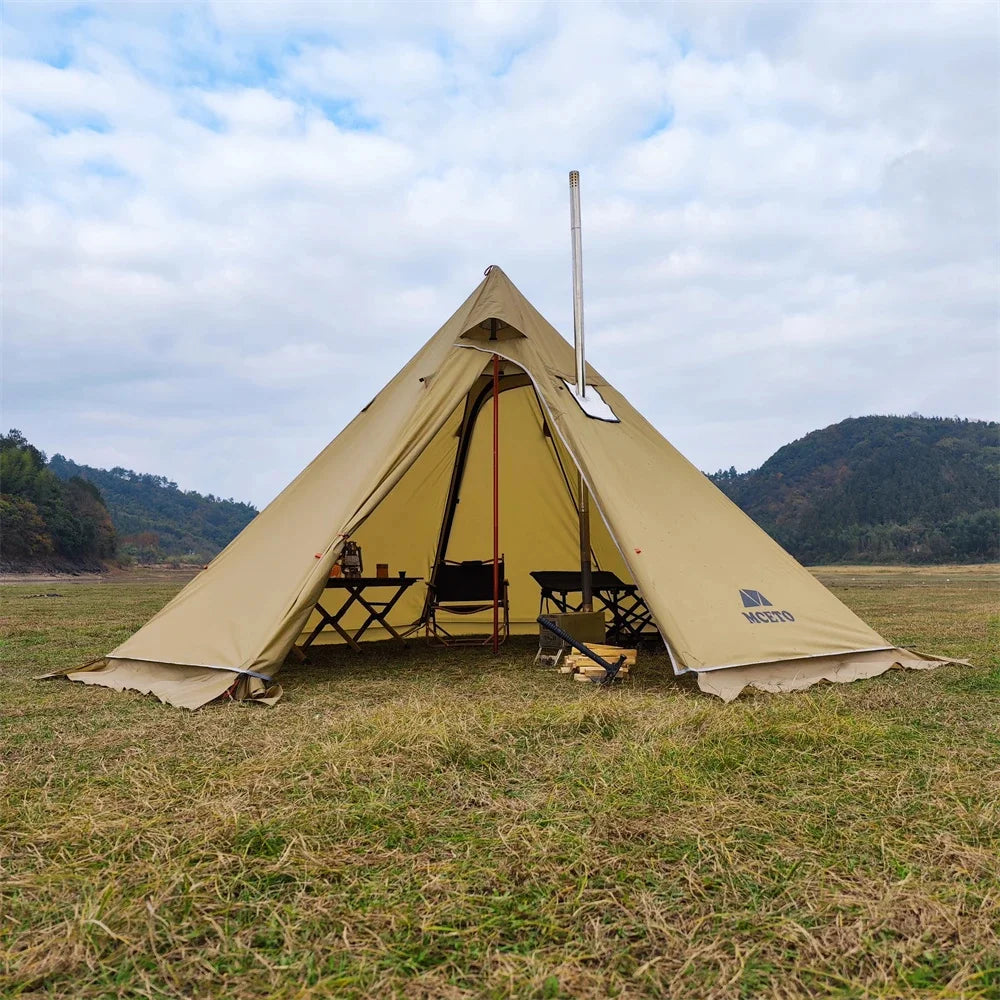 400PRO Camping Pyramid Teepee Tent Hight 2.2M Lightweight Outdoor Backpacking Winter Chimney Tent