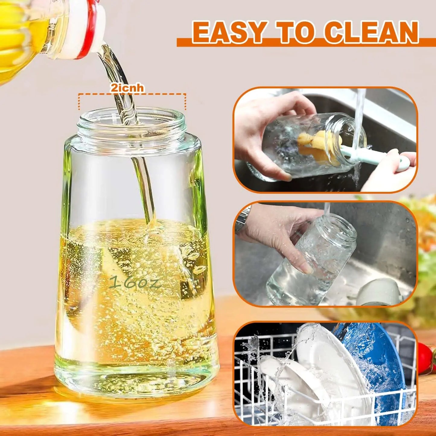 Kitchen Oil Spray Bottle Large Capacity Glass Oil Dispenser Dual-Use for Spraying Pouring Compatible