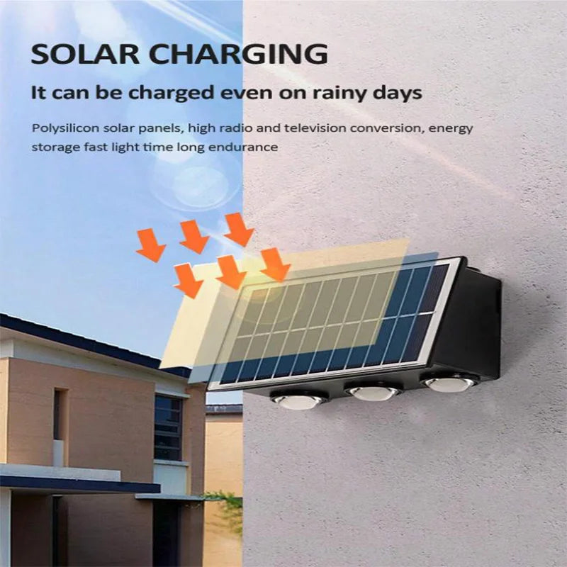 Solar Wall Lamp Outdoor LED Solar Light Waterproof 4/6/8LED Solar Powered Garden Decoration Lights