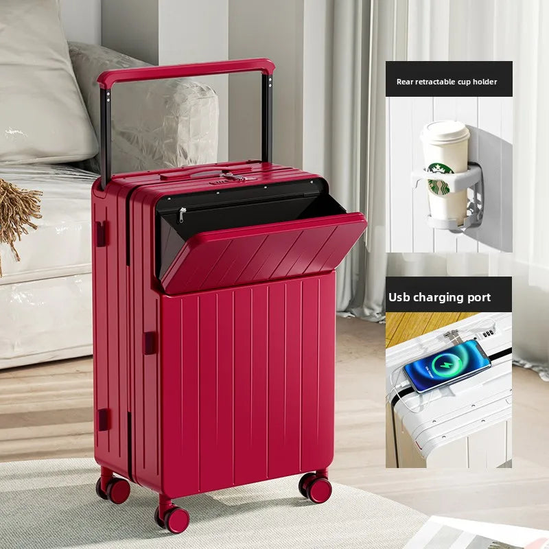 KLQDZMS Multifunctional Suitcase Front Opening Boarding Box Laptop Trolley Case 20"22"24"26