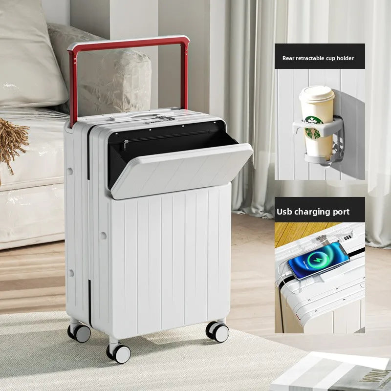 KLQDZMS Multifunctional Suitcase Front Opening Boarding Box Laptop Trolley Case 20"22"24"26