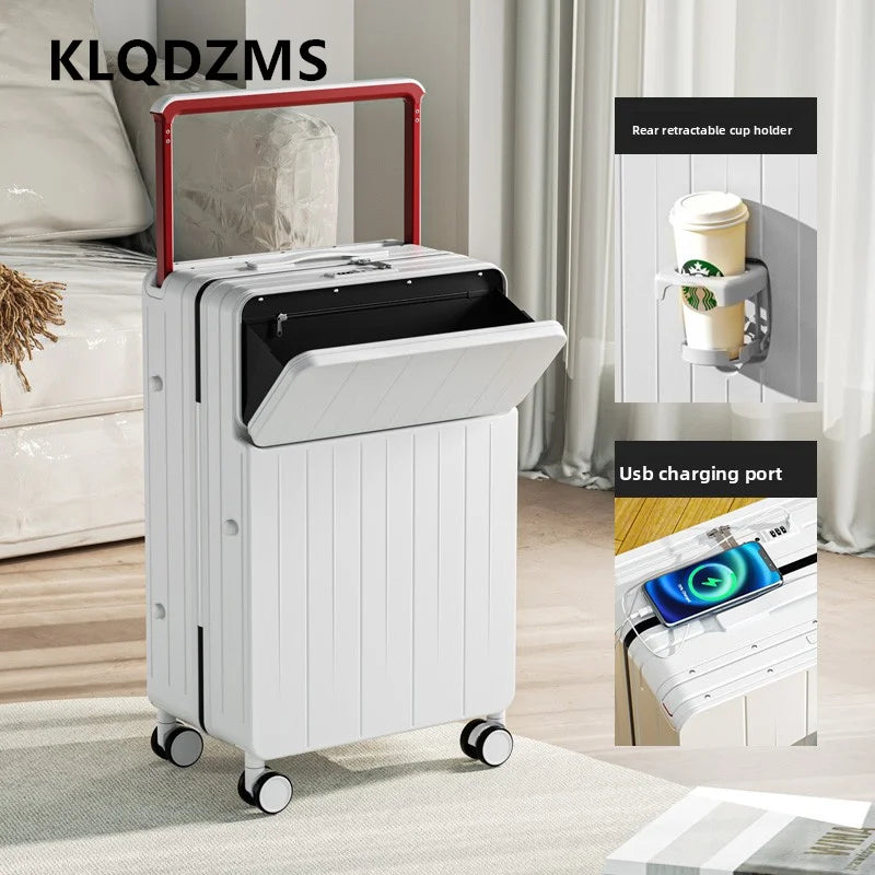 KLQDZMS Multifunctional Suitcase Front Opening Boarding Box Laptop Trolley Case 20"22"24"26