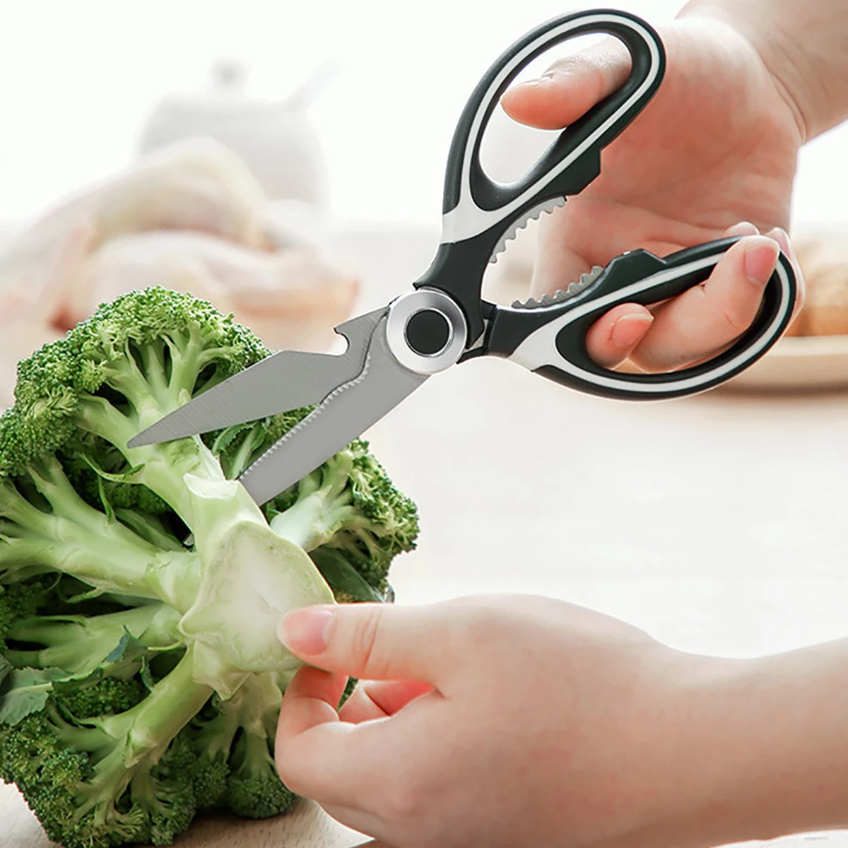 4 IN 1 Multifunctional Scissors Kitchen Stainless Steel Scissors Fish Scale Planing Bottle Opener Nut Clip Kitchens