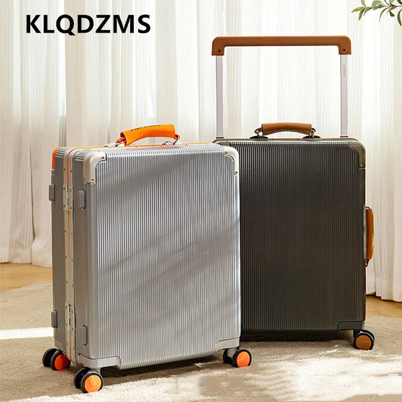 KLQDZMS 20"24"26"28 Inch Luggage High Quality Aluminum Frame Business Trolley Case Universal Wheel