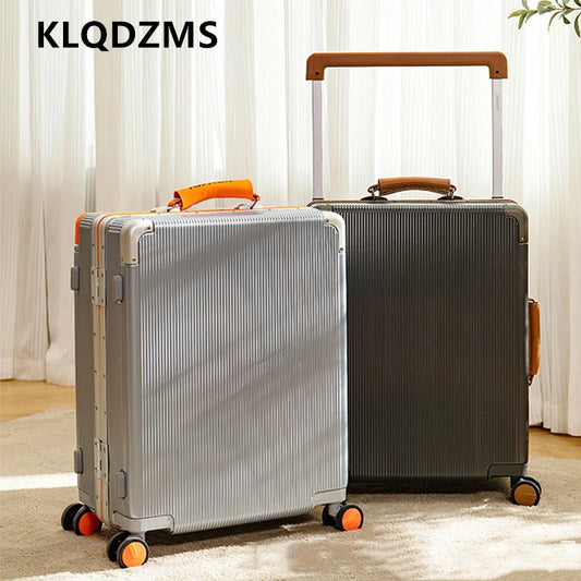 KLQDZMS 20"24"26"28 Inch Luggage High Quality Aluminum Frame Business Trolley Case Universal Wheel