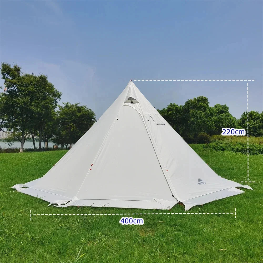 400PRO Camping Pyramid Teepee Tent Hight 2.2M Lightweight Outdoor Backpacking Winter Chimney Tent