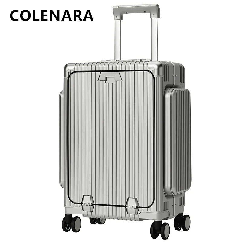 COLENARA Women's Suitcase Front Opening Boarding Case Laptop Trolley Case 20"24Inch USB Charging