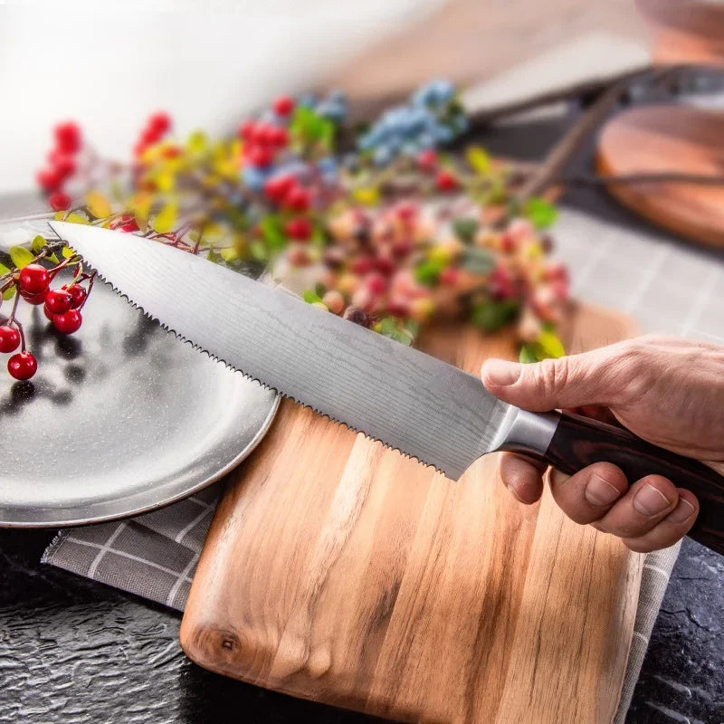 2025 New Bread knife 8-inch high hardness serrated 5CR15 stainless steel cake knife Kitchen cooking baking