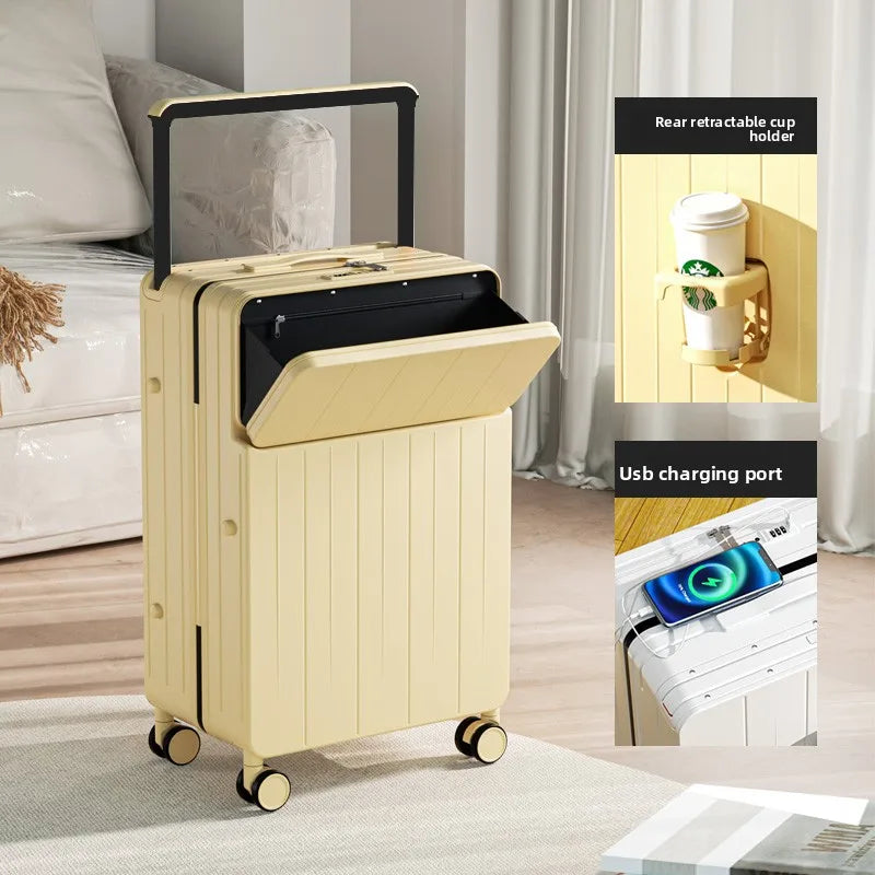KLQDZMS Multifunctional Suitcase Front Opening Boarding Box Laptop Trolley Case 20"22"24"26