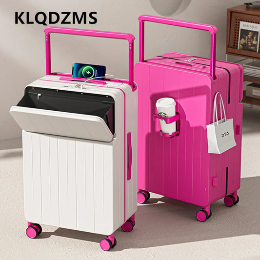 KLQDZMS Multifunctional Suitcase Front Opening Boarding Box Laptop Trolley Case 20"22"24"26