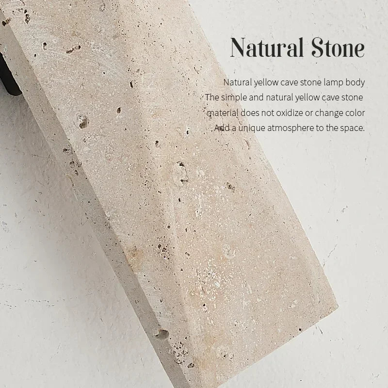 Outdoor LED Wall Lamp Natural Yellow Travertine Stone H32cm 18w Up Down Garden Lighting for Villa Garage