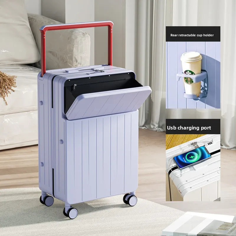 KLQDZMS Multifunctional Suitcase Front Opening Boarding Box Laptop Trolley Case 20"22"24"26