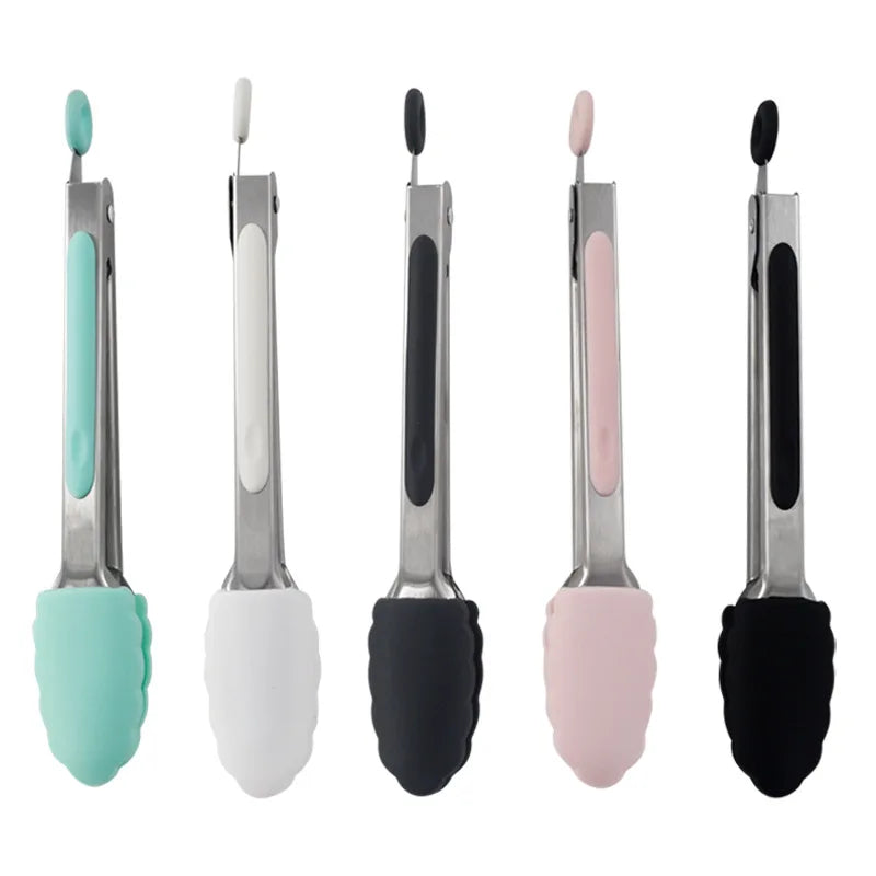 7/9 inch Small Silicone Clips Bread Barbecue tongs Steak Clip Food Clips BBQ Cooking Baking Salad Kitchen