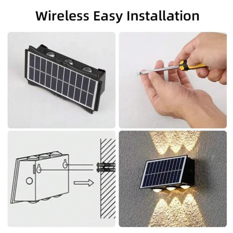 Solar Wall Lamp Outdoor LED Solar Light Waterproof 4/6/8LED Solar Powered Garden Decoration Lights