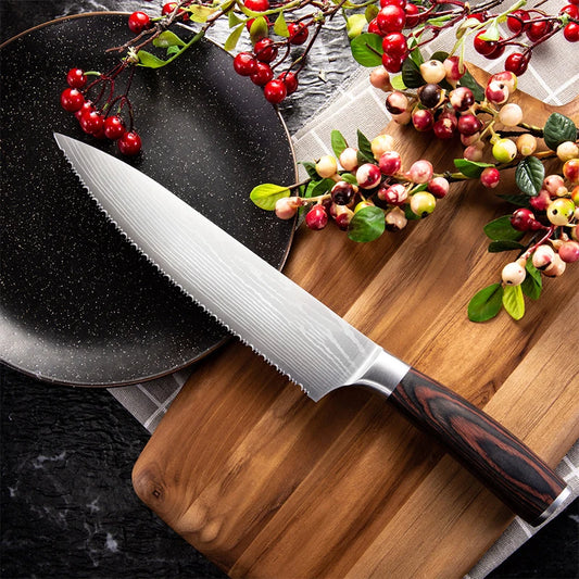 2025 New Bread knife 8-inch high hardness serrated 5CR15 stainless steel cake knife Kitchen cooking baking