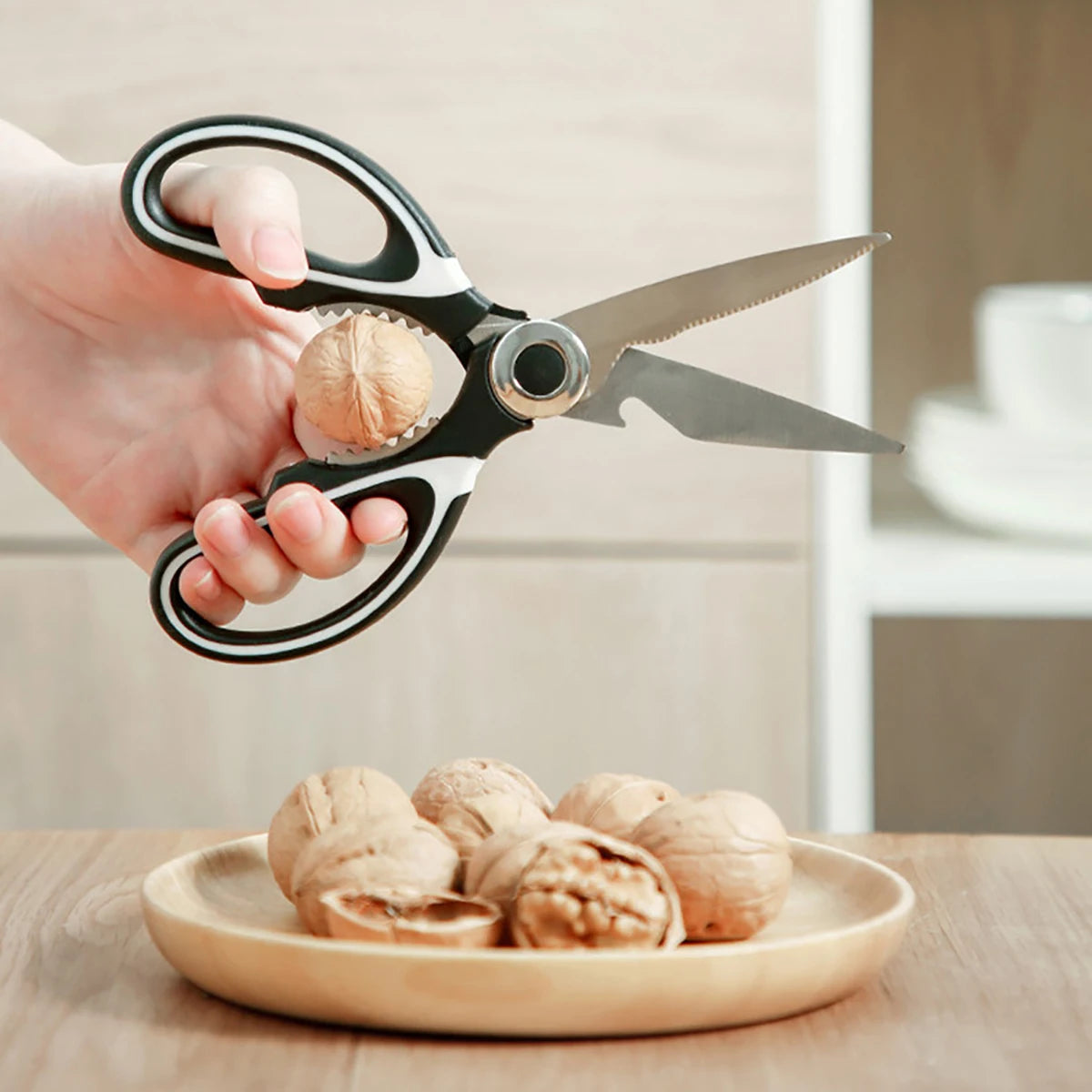 4 IN 1 Multifunctional Scissors Kitchen Stainless Steel Scissors Fish Scale Planing Bottle Opener Nut Clip Kitchens