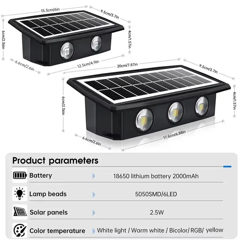 Solar Wall Lamp Outdoor LED Solar Light Waterproof 4/6/8LED Solar Powered Garden Decoration Lights