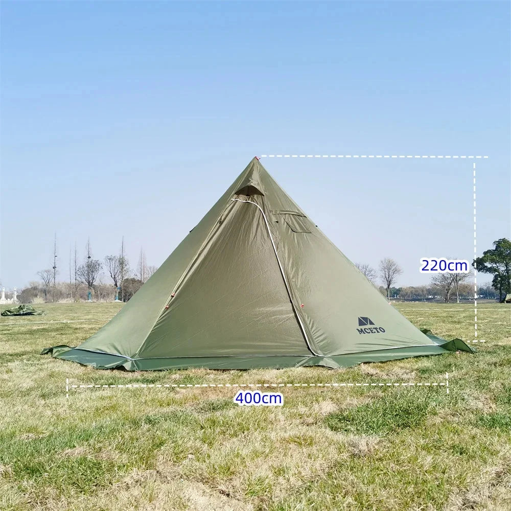400PRO Camping Pyramid Teepee Tent Hight 2.2M Lightweight Outdoor Backpacking Winter Chimney Tent