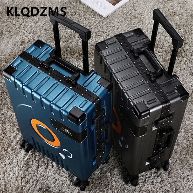 KLQDZMS 24"26"28"ABS + PC Suitcase Aluminum Frame Boarding Box 20 "22 Inch Men's Trolley Bags